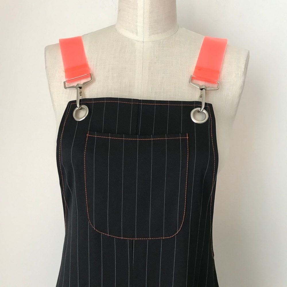 [LF] Black Stripe Chain Jumpsuit Overalls - Picture 2 of 5